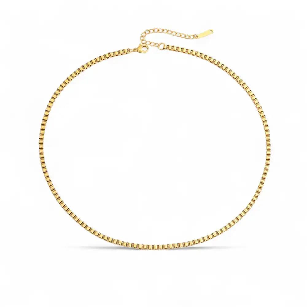 Boxy - Collier Chaîne Carrée Dorée 4NewGen.