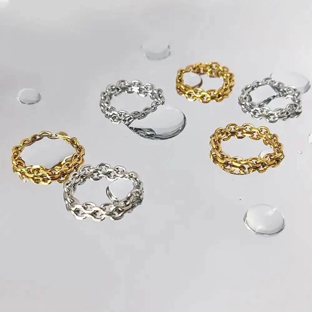 Véra - Bague Chaîne Épaisse 3mm Dorée Style Cuban - 4NewGen