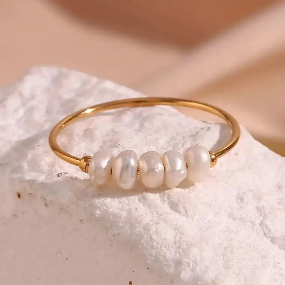 Lune Blanche - Bague Perle & Doré 4NewGen.